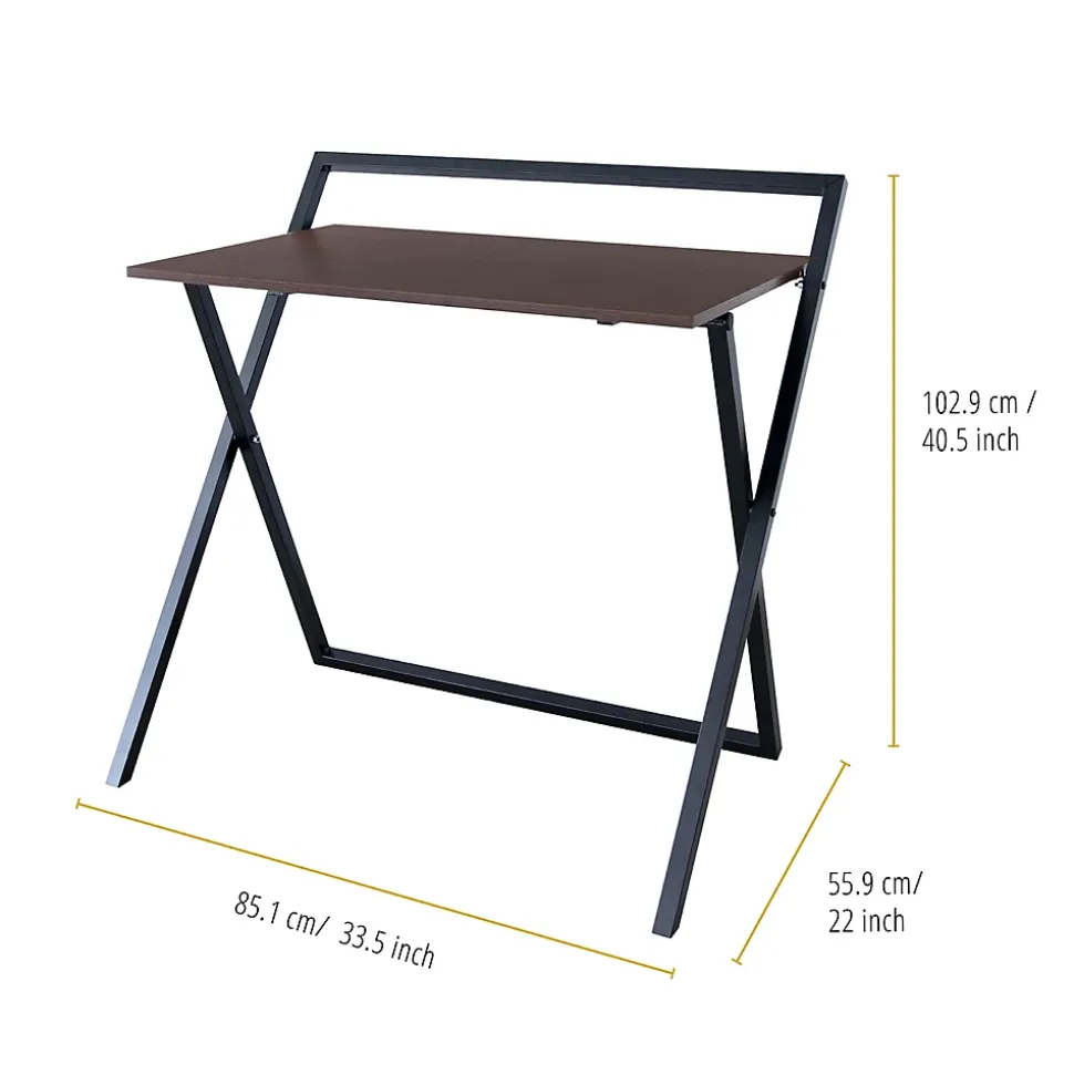 Bureau compact en effet bois noir pliable Teamson Home