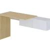 Bureau console suspendu avec 2 placards - Coloris : Naturel et blanc - MOLAWA