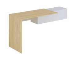 Bureau console suspendu avec 2 placards - Coloris : Naturel et blanc - MOLAWA