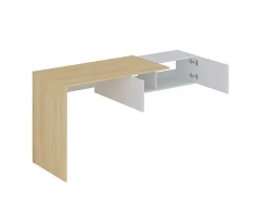 Bureau console suspendu avec 2 placards - Coloris : Naturel et blanc - MOLAWA