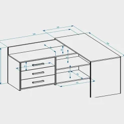 Bureau d'angle : 120 x 76 x 50 cm, Blanc