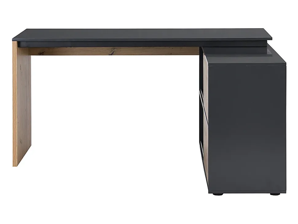 Bureau d'angle avec 2 porte coulissantes - MDF - Coloris : Naturel et noir - COLIOBA