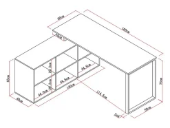 Bureau d'angle avec rangements - MDF - Blanc et naturel - NIPILI