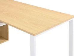 Bureau d'angle avec rangements - MDF - Blanc et naturel - NIPILI