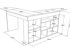 Bureau d'angle avec rangements - Coloris : Blanc et naturel - LILEUL