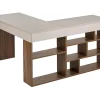 Bureau d'angle avec rangements - Coloris : Beige et naturel foncé - LILEUL