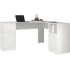 Bureau d'angle blanc ACTUAL DIFFUSION 160 x 134,5 x 78,5 cm - 2 caissons, 2 portes, 1 tiroir