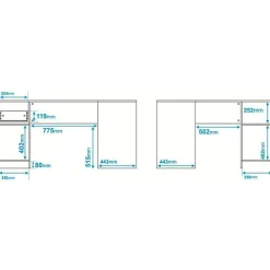 Bureau d'angle blanc ACTUAL DIFFUSION 160 x 134,5 x 78,5 cm - 2 caissons, 2 portes, 1 tiroir