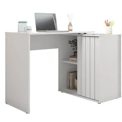 Bureau d'angle Blanc Armoirette 1 Porte 3 Niches L 139.9 H 75 P 45.1 cm - L 139.9 x l 45.1 x H 75 cm