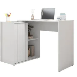 Bureau d'angle Blanc Armoirette 1 Porte 3 Niches L 139.9 H 75 P 45.1 cm - L 139.9 x l 45.1 x H 75 cm