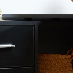 Bureau d'angle CARMEN avec meuble de rangement, décor noir mat