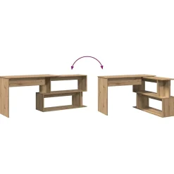 Bureau d'angle chêne artisanal 200,5x50x76 cm bois d'ingénierie vidaXL
