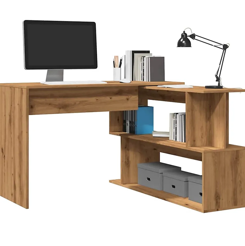 Bureau d'angle chêne artisanal 200,5x50x76 cm bois d'ingénierie vidaXL