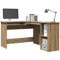 Bureau d'angle chêne artisanal 120x140x75 cm bois d'ingénierie vidaXL