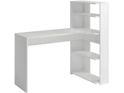 Bureau d'angle DELFINO - 4 étagères - Blanc