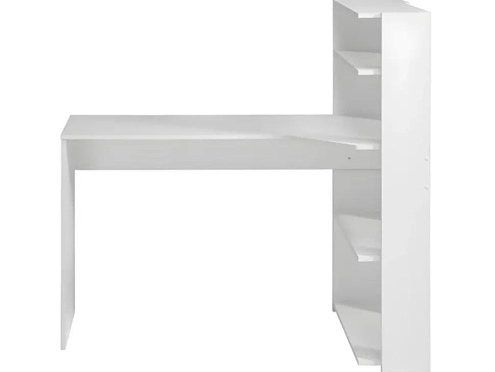 Bureau d'angle DELFINO - 4 étagères - Blanc