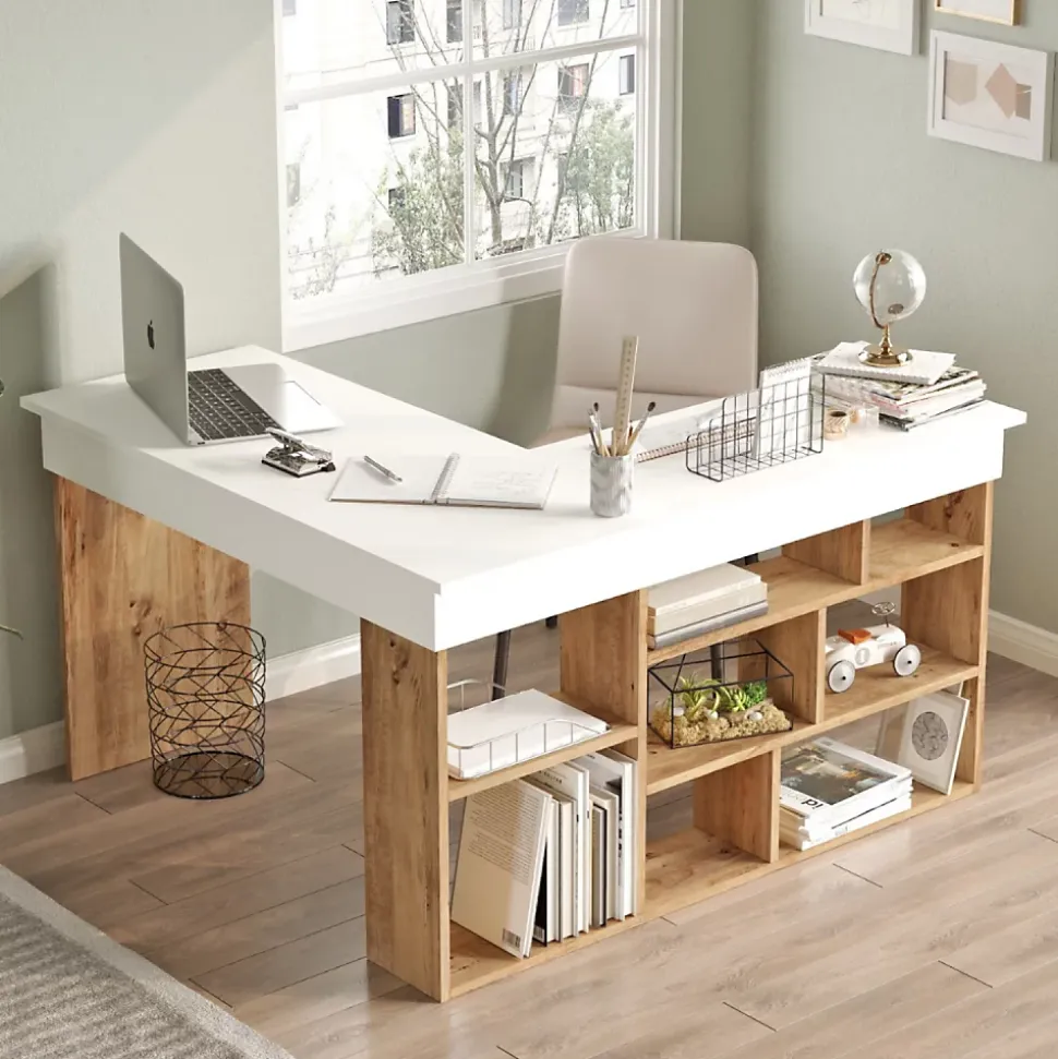 Bureau d'angle design avec étagères - TYO