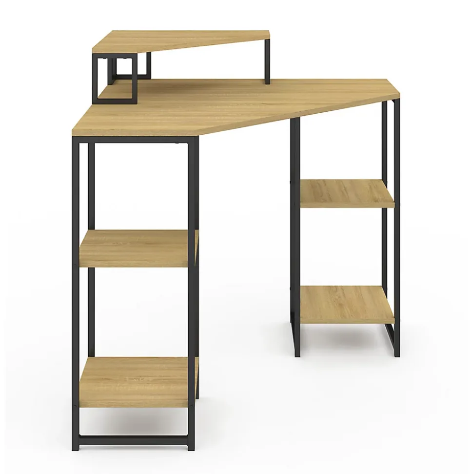 Bureau d'angle DETROIT gain de place bureau informatique avec rangements