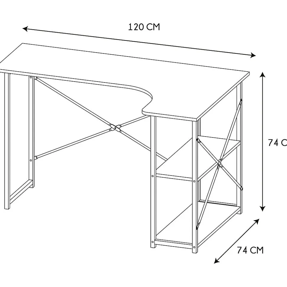 Bureau d'angle en bois et métal Job