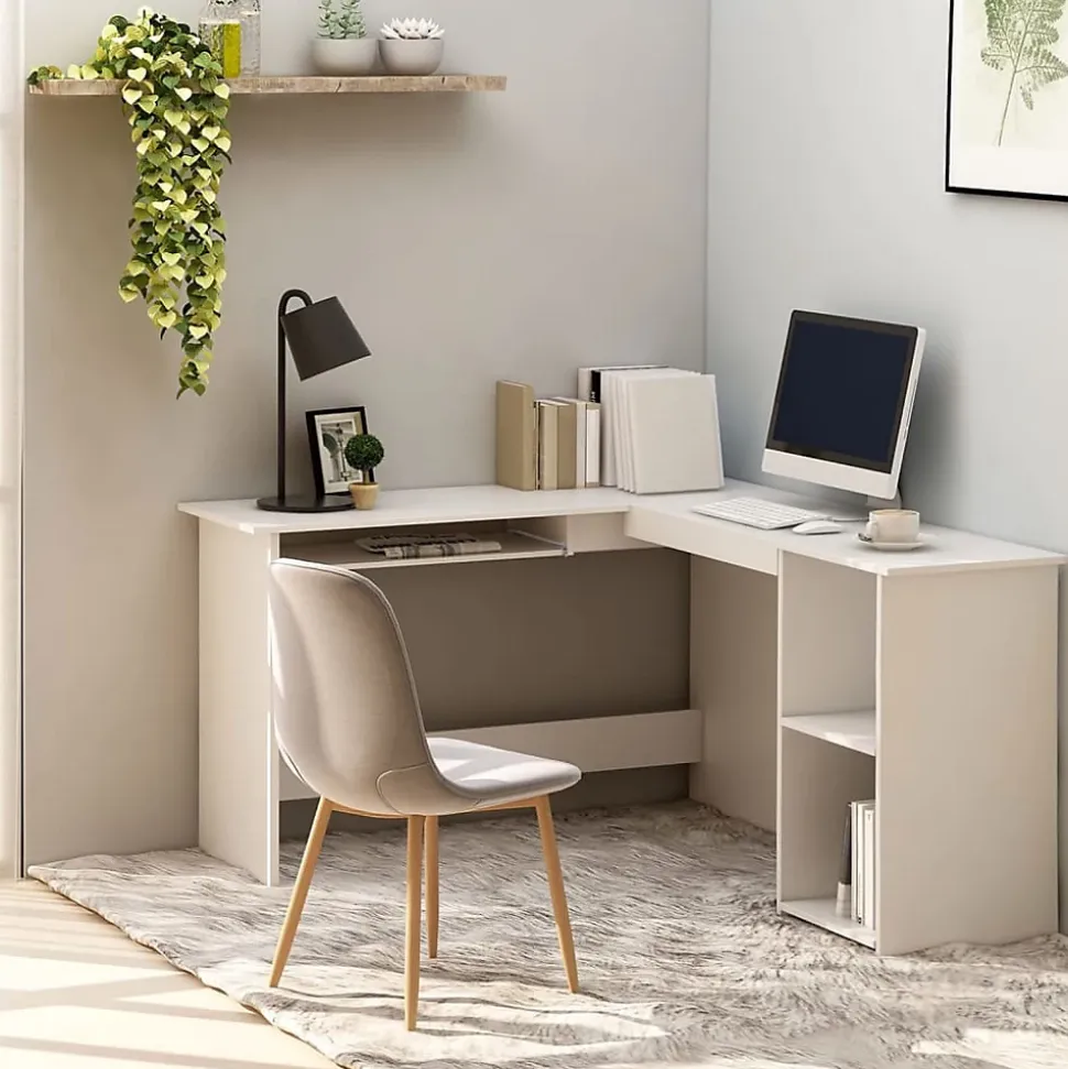 Bureau d'angle en forme de L Blanc 120x140x75 cm vidaXL