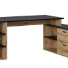 Bureau d'angle en mélamine coloris imitation chêne rustique / noir - Longueur 183 x profondeur 141 x Hauteur 75 cm