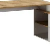 Bureau d'angle en mélamine coloris imitation chêne artisan / blanc - Longueur 183 x profondeur 141 x Hauteur 75 cm