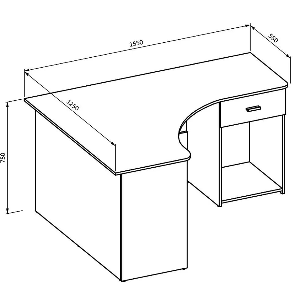 Bureau dangle LOUANE Blanc mat Design moderne avec caisson et niche de rangement