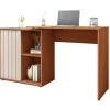 Bureau d'angle Miel et Blanc Armoirette 1 Porte 3 Niches L 139.9 H 75 P 45.1 cm - L 139.9 x l 45.1 x H 75 cm