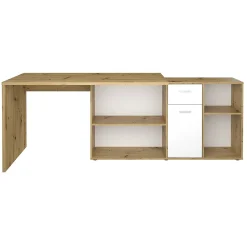 Bureau d'Angle Modulable avec Caisson, Tiroir et Étagères de Rangements - Lex