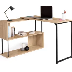Bureau d'angle rotatif 180 DETROIT étagère forme S design industriel