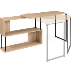 Bureau d'angle rotatif 180 DETROIT étagère forme S design industriel