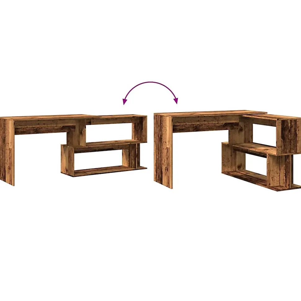 Bureau d'angle vieux bois 200,5x50x76 cm bois d'ingénierie vidaXL