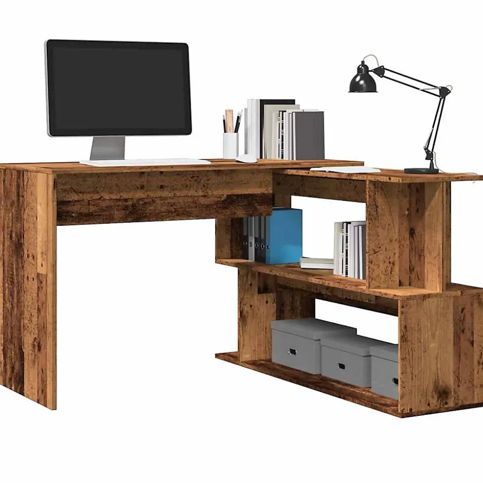 Bureau d'angle vieux bois 200,5x50x76 cm bois d'ingénierie vidaXL
