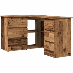 Bureau d'angle vieux bois 145x100x76 cm bois d'ingénierie vidaXL