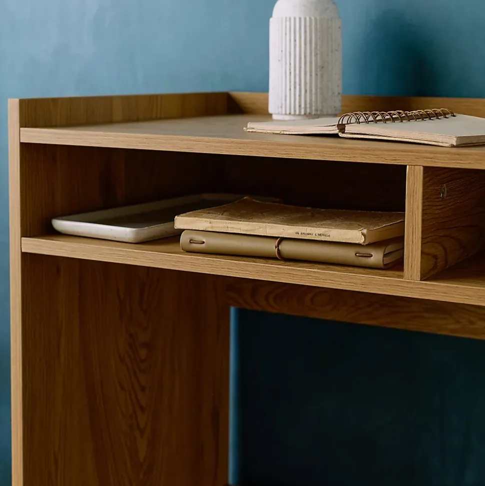 Bureau décor bois 2 casiers de rangement chêne - L 90 x P 45 x H 78 cm - Jules
