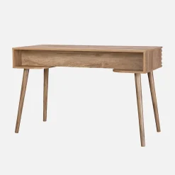 Bureau décor bois 2 tiroirs MADERE naturel. 1 casier. façade rainurées. 120 x 55 x 76.5 cm
