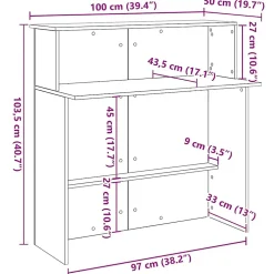Bureau de réception Blanc 100x50x103,5 cm Bois d'ingénierie vidaXL