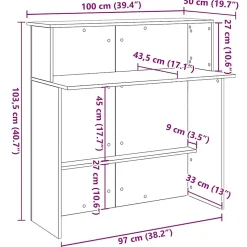 Bureau de réception Chêne Sonoma 100x50x103,5 cm Bois d'ingénierie vidaXL