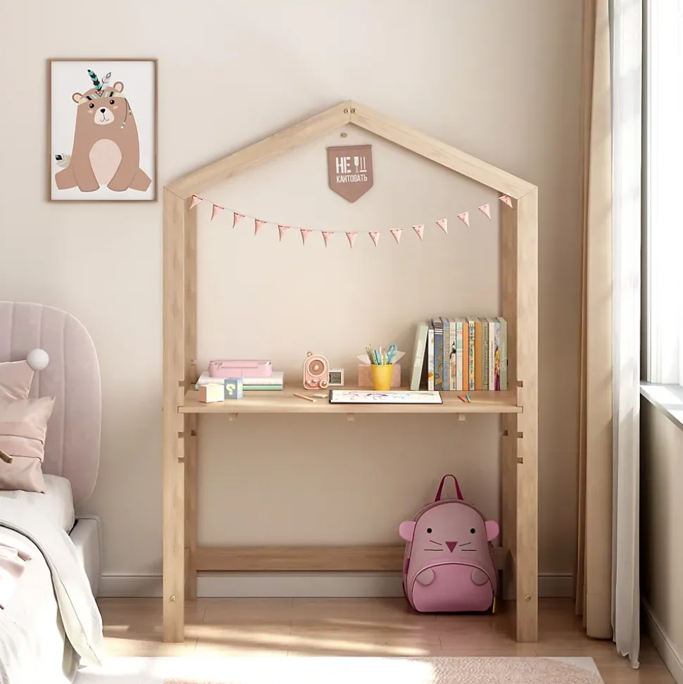 Bureau d'enfant Susaa 160 x 110 x 50 cm pin naturel en.casa