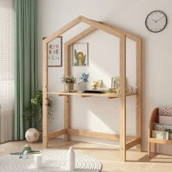 Bureau d'enfant Susaa 160 x 110 x 50 cm pin naturel en.casa