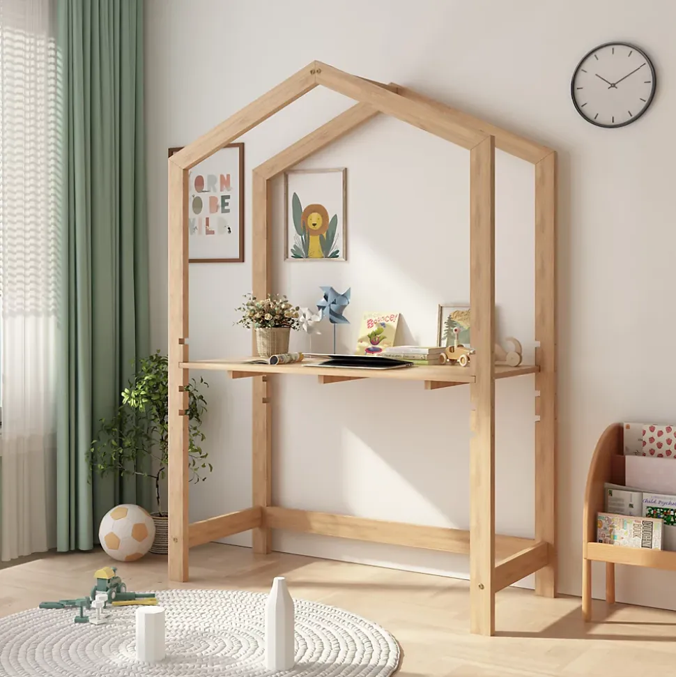 Bureau d'enfant Susaa 160 x 110 x 50 cm pin naturel en.casa