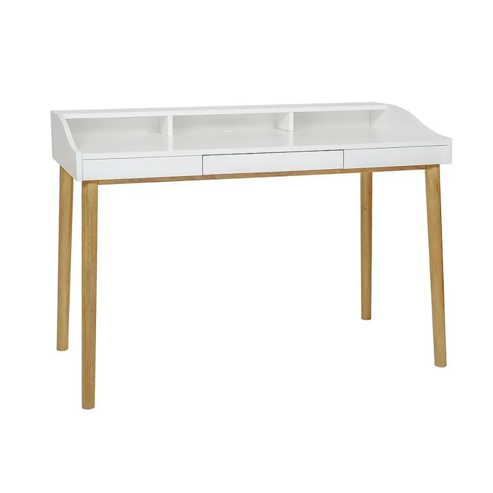 Bureau Design 3 Tiroirs "Lindenhof" 120cm Blanc & Chêne