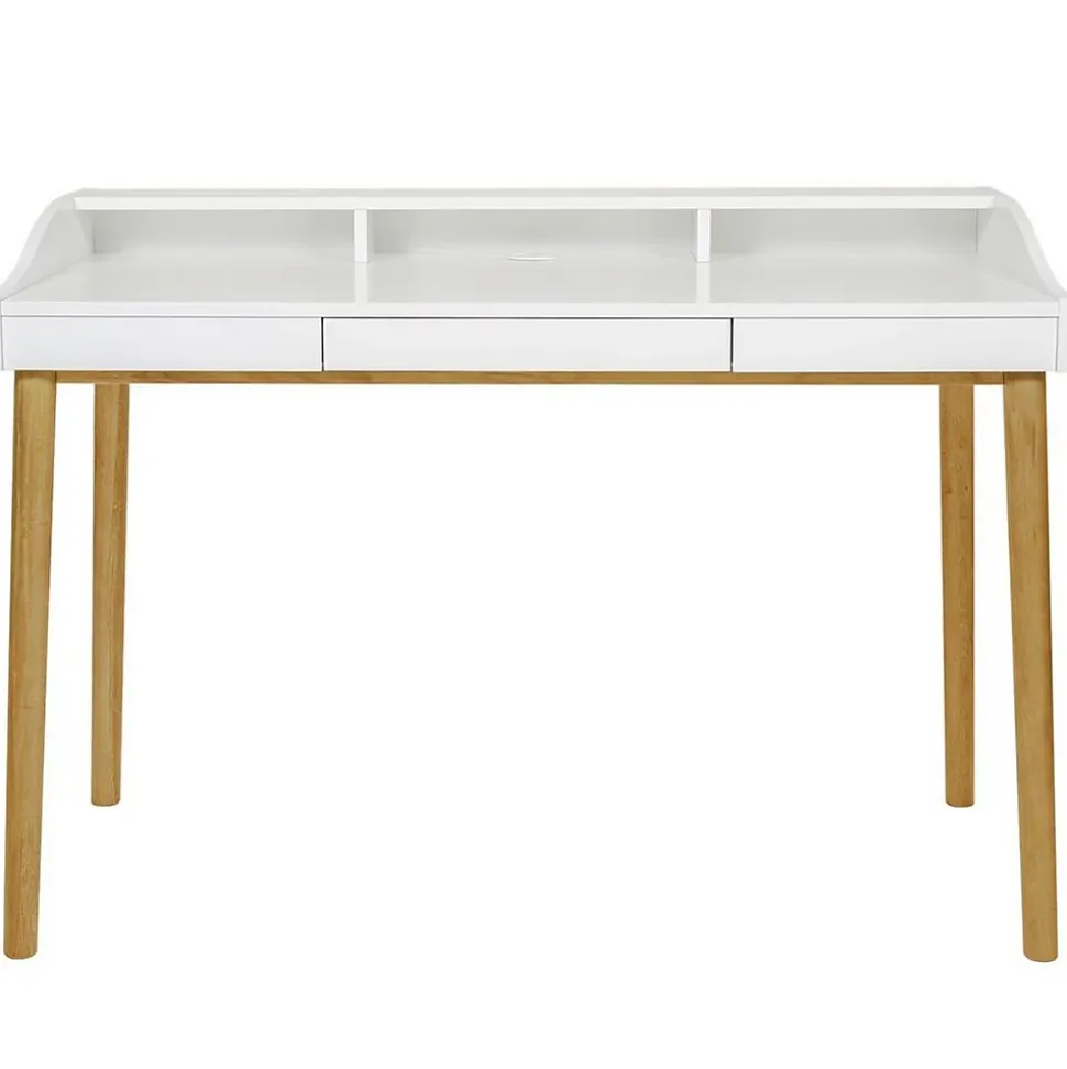 Bureau Design 3 Tiroirs "Lindenhof" 120cm Blanc & Chêne