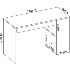 Bureau Dfalc, Bureau polyvalent pour le bureau ou la chambre, Table d'étude linéaire avec étagères, 115x50h74 cm, Chêne et Blanc