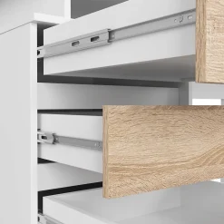 Bureau d'ordinateur AKORD CLP Blanc 135 cm 3 tiroirs façade Chêne Sonoma 2 étagères 135x60x77 cm