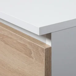 Bureau d'ordinateur AKORD CLP Blanc 135 cm 3 tiroirs façade Chêne Sonoma 2 étagères 135x60x77 cm