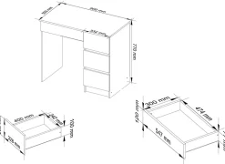 Bureau d'ordinateur AKORD droit A7 Chêne Sonoma 90 cm 4 tiroirs façade Chêne Sonoma 90x50x77 cm