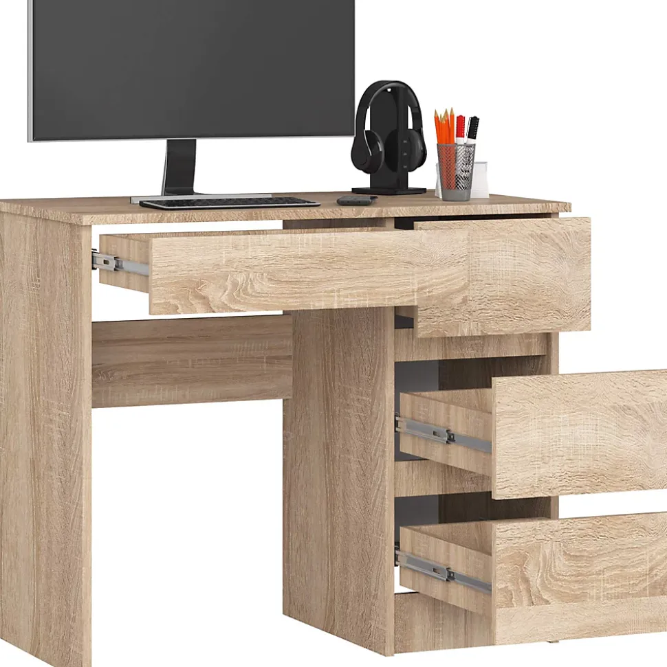Bureau d'ordinateur AKORD droit A7 Chêne Sonoma 90 cm 4 tiroirs façade Chêne Sonoma 90x50x77 cm