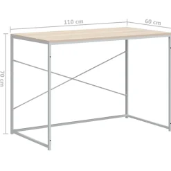 Bureau d'ordinateur Blanc chêne 110x60x70 cm Bois d'ingénierie vidaXL