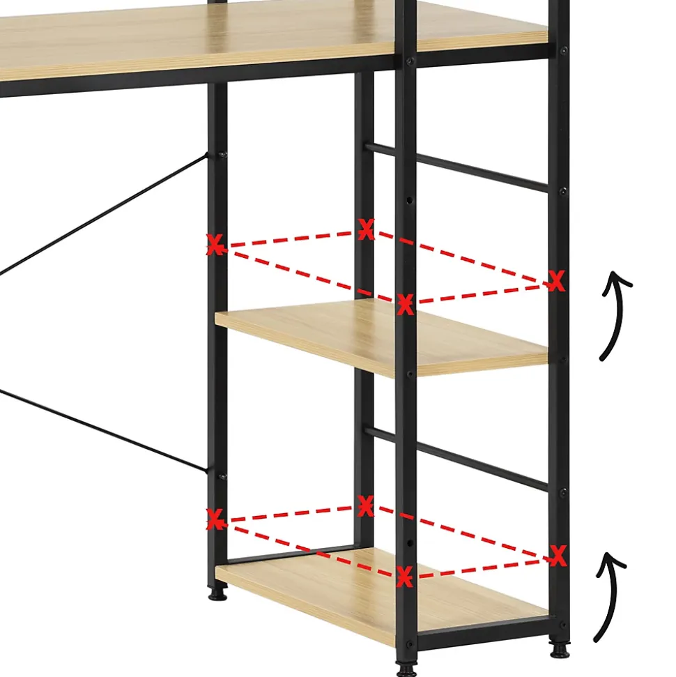 Bureau d'ordinateur moderne avec étagère